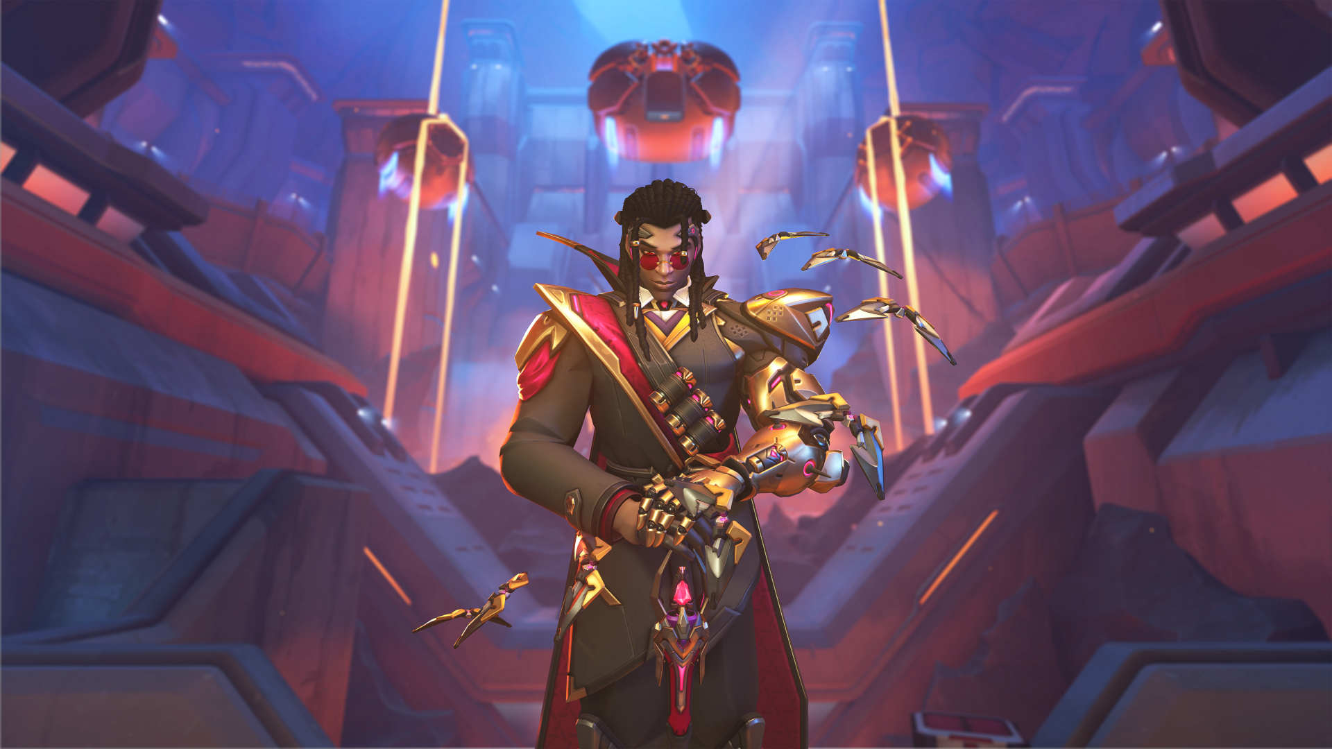 Doctrine in his official Season 5 artwork, with mechanical drones and his scepter.