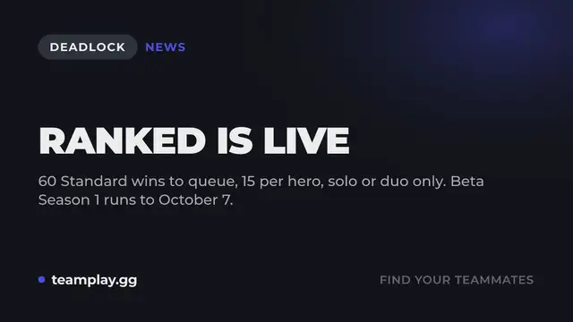 Deadlock Ranked Is Live: What It Takes to Queue in Beta Season 1
