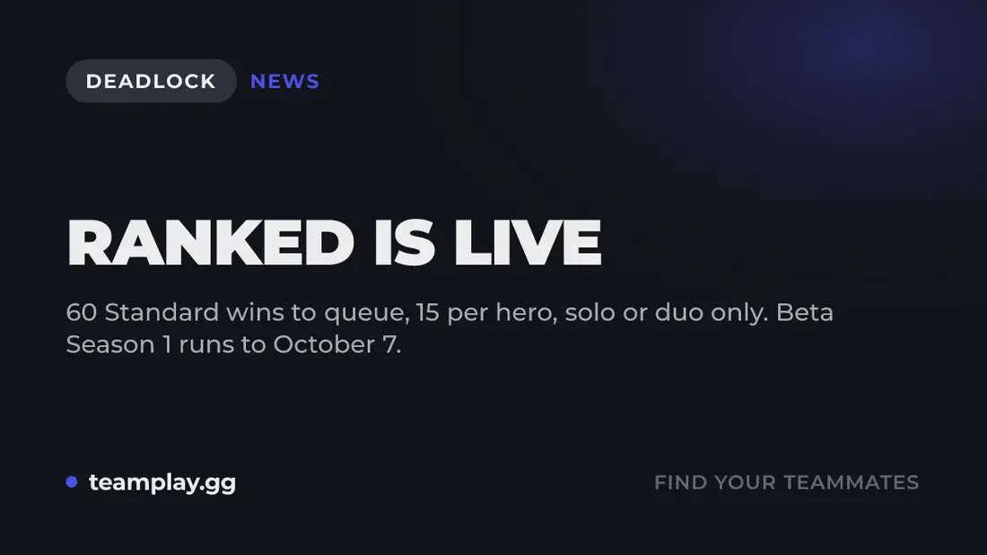 Deadlock Ranked Is Live: What It Takes to Queue in Beta Season 1
